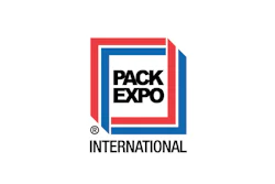 Pack Expo International logo featuring nested red and blue squares with black text