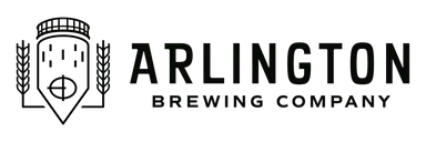 Arlington Brewing Company logo featuring a barrel icon with wheat stalks and bold black text