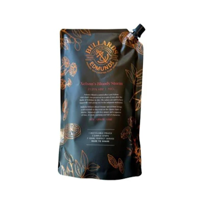 Bellardi's Communal Nelson's Bloody Storm dark blue pouch with gold botanical design and product information