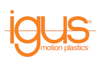Igus motion plastics logo in orange with registered trademark symbol