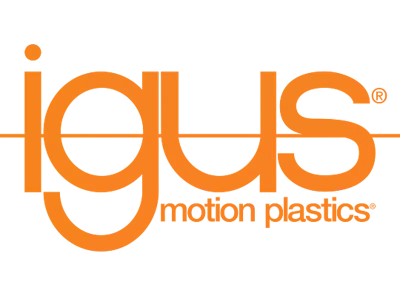 Igus motion plastics logo in orange with registered trademark symbol