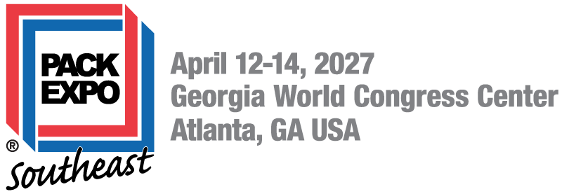 Pack Expo Southeast logo with event details: April 12-14, 2027 at Georgia World Congress Center, Atlanta, GA
