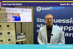 Marc Bertrand from SmartSights presenting live at Pack Expo booth LL-10811 with Weaver Popcorn featured on screen