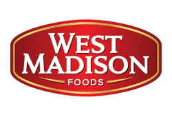 West Madison Foods red and gold oval badge logo with white text