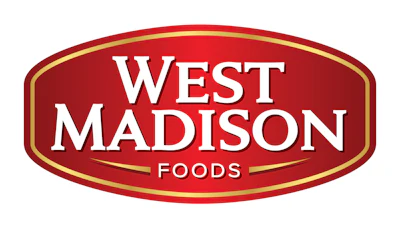 West Madison Foods red and gold oval badge logo with white text